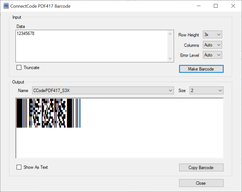 ConnectCode PDF417 Barcode Fonts software