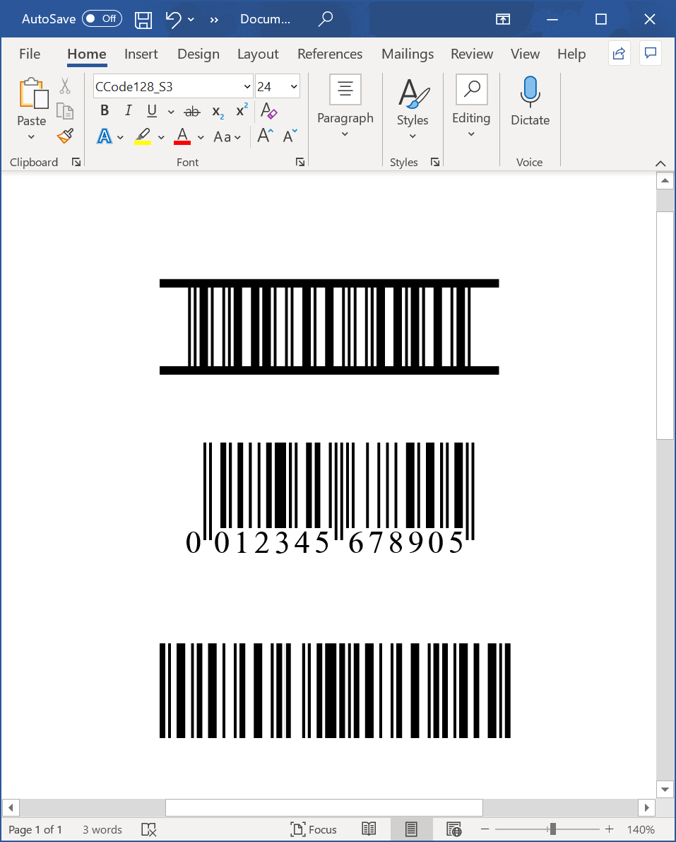 Using the Barcode Font with Microsoft Office Word