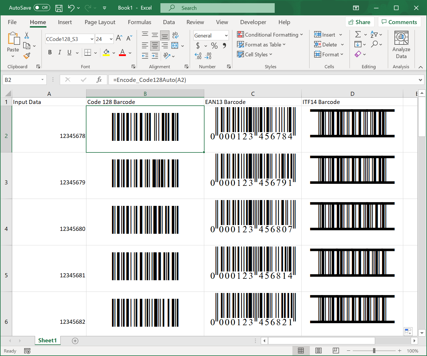 barcode generator for excel 2003