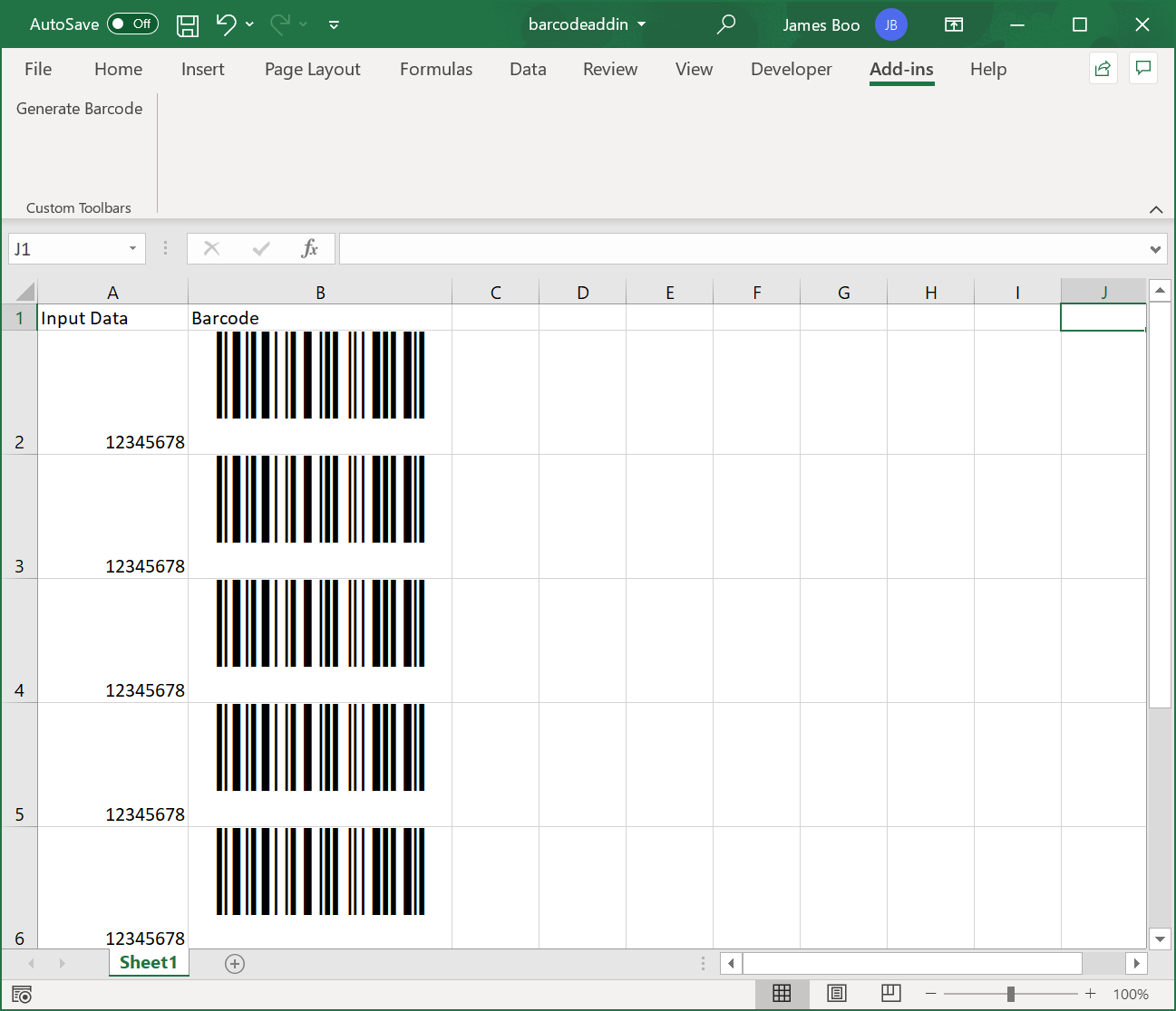 Excel Add-In for Barcode