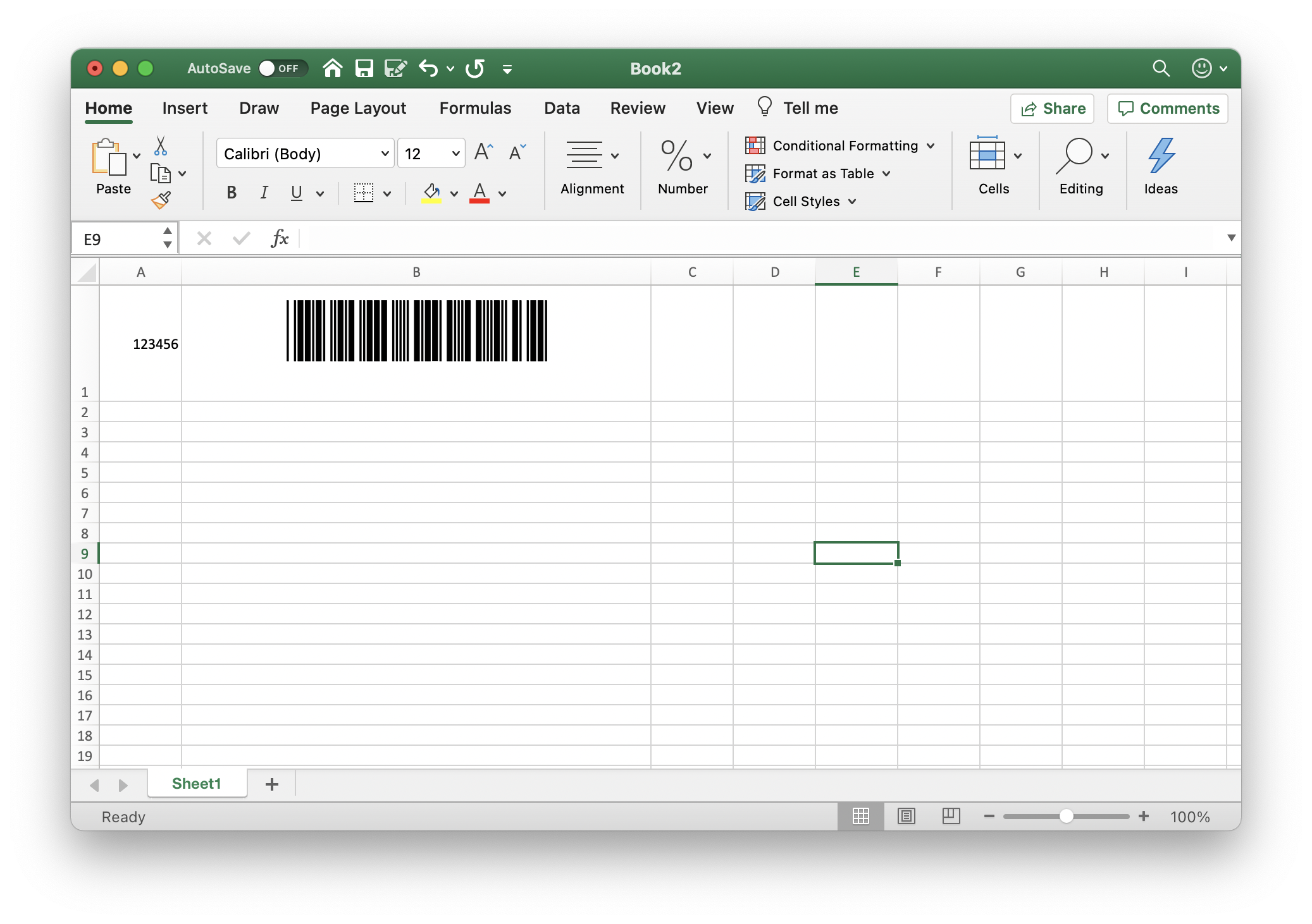 Creating barcodes in Microsoft Office for Mac