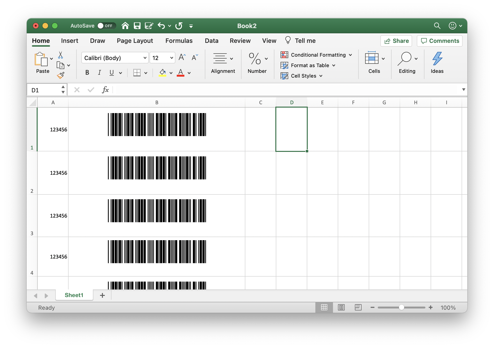 Creating barcodes in Microsoft Office for Mac