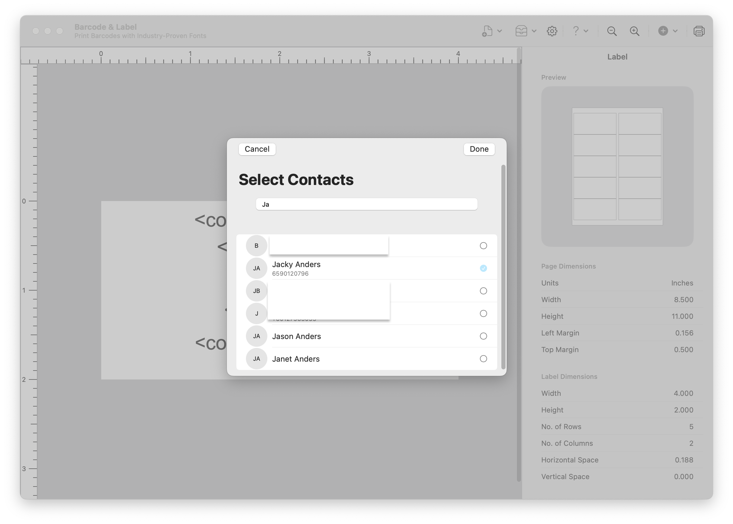 Mac Select Contacts